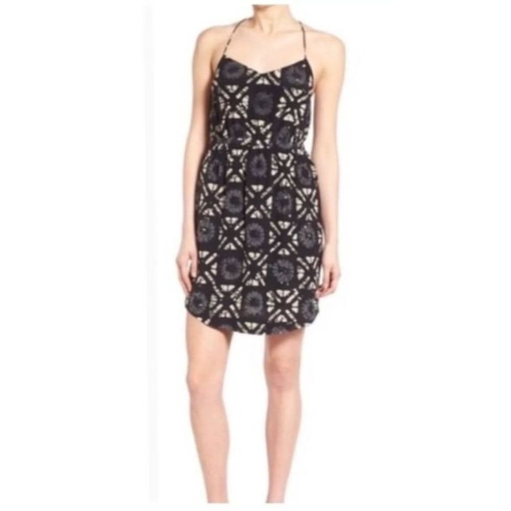 Madewell Black 100% Silk Medallion Spaghetti Strap Racer Back Sundress 2